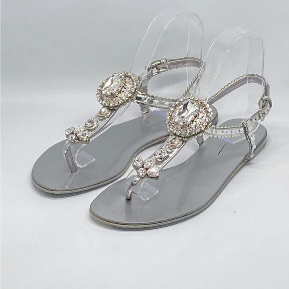 DOLCE&GABBANA Crystal-embellished leather sandals size 36.5 - Picture 2 of 14